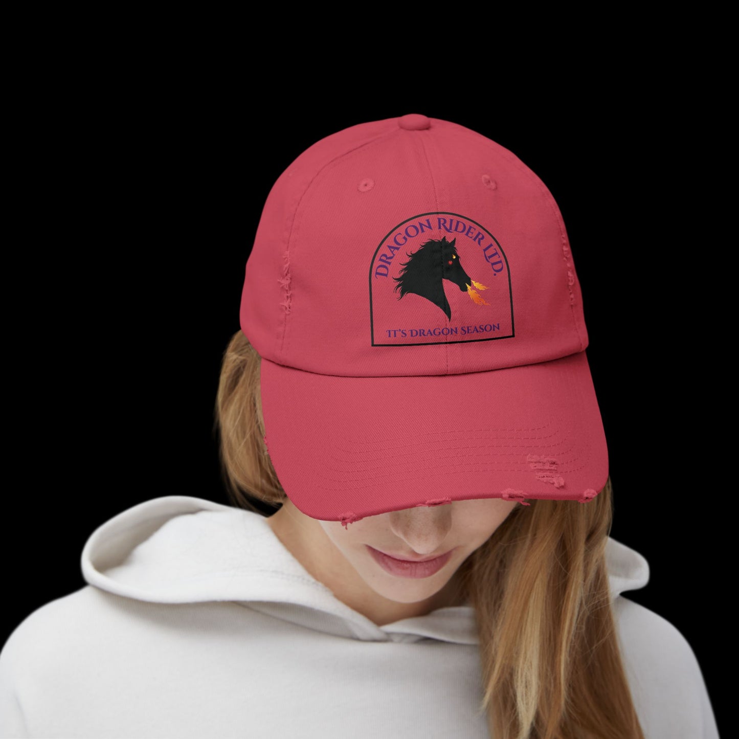 Dragon Rider Ltd Fire Breathing Horse Fantasy Equestrian Emblem Unisex Distressed Cap