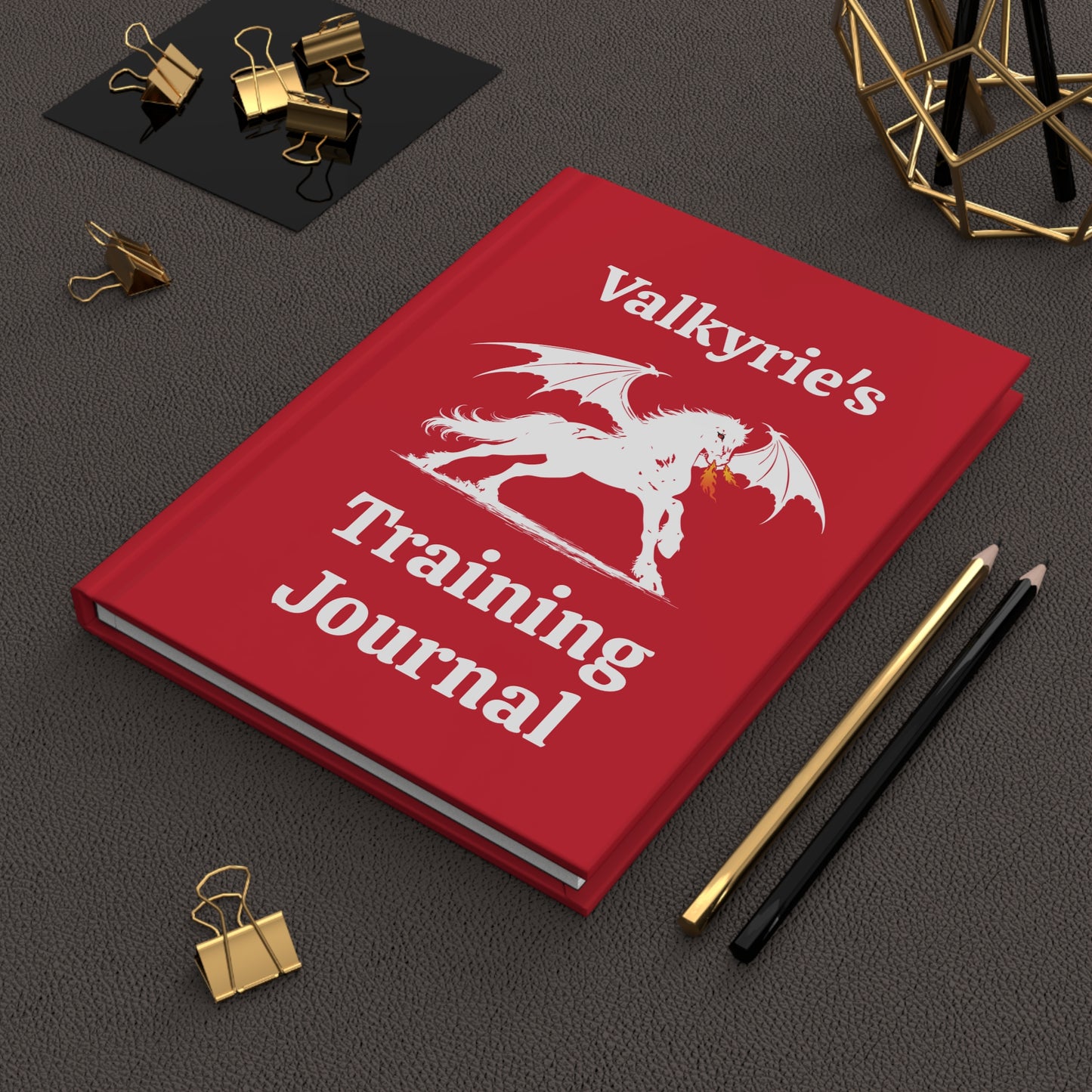 Personalized Red Dragon Rider Horse Training Journal Fantasy Matte Hardcover Journal