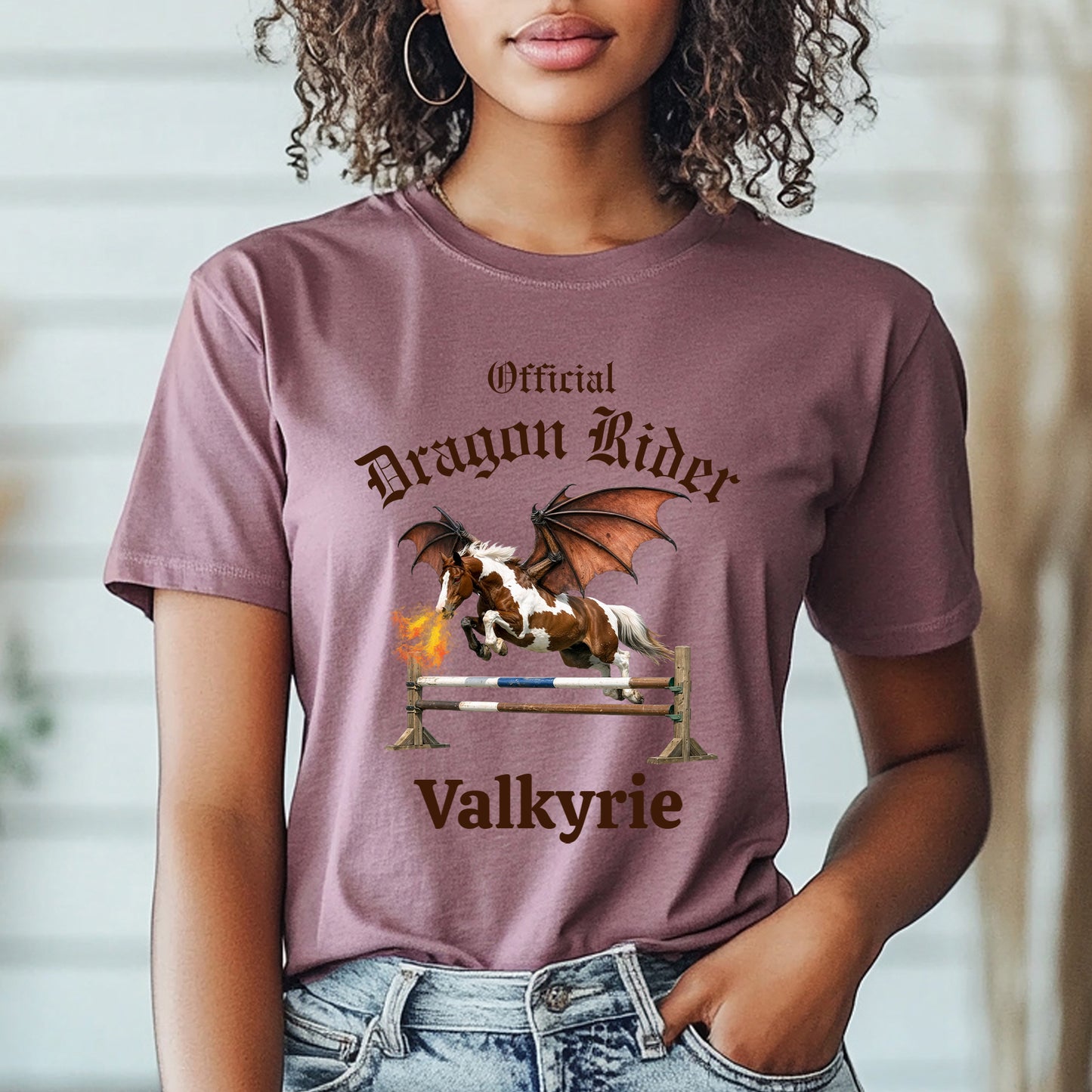 Personalized Official Dragon Rider Chestnut & White Winged Horse Jumping Equestrian Unisex Jersey Short Sleeve Tee