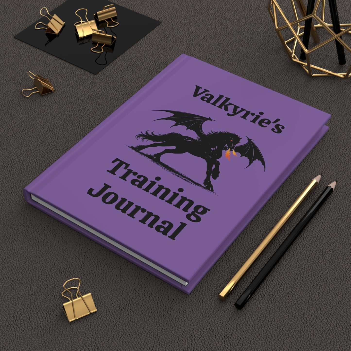 Personalized Light Purple Dragon Rider Horse Training Journal Fantasy Matte Hardcover Journal