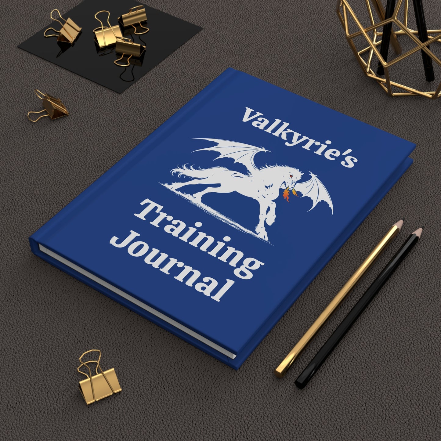 Personalized Blue Dragon Rider Horse Training Journal Fantasy Matte Hardcover Journal