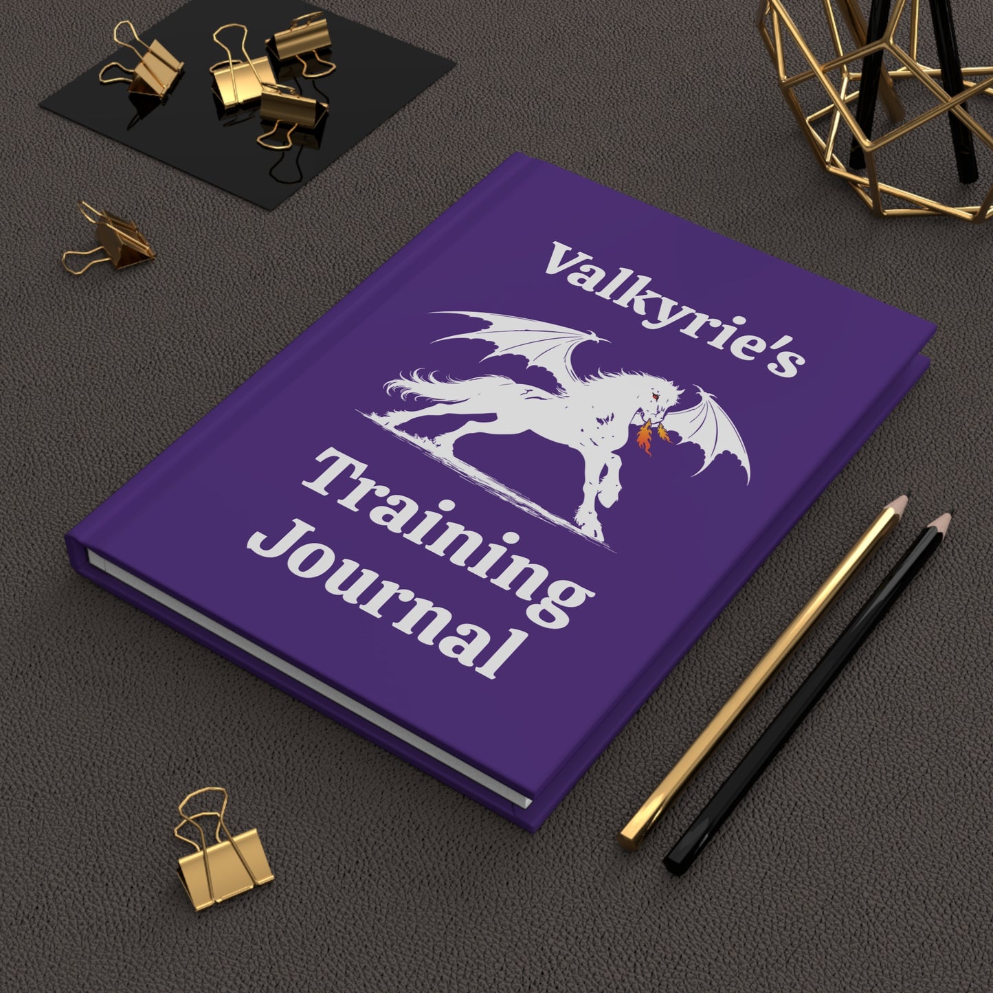 Personalized Purple Dragon Rider Horse Training Journal Fantasy Matte Hardcover Journal