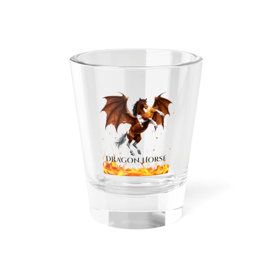 Dragon Horse Bay & White Rearing Winged Horse Fire Breathing Fantasy Shot Glass