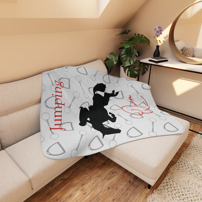 Jumping Horse Queen Sherpa Blanket — Equestrian Rider Gift