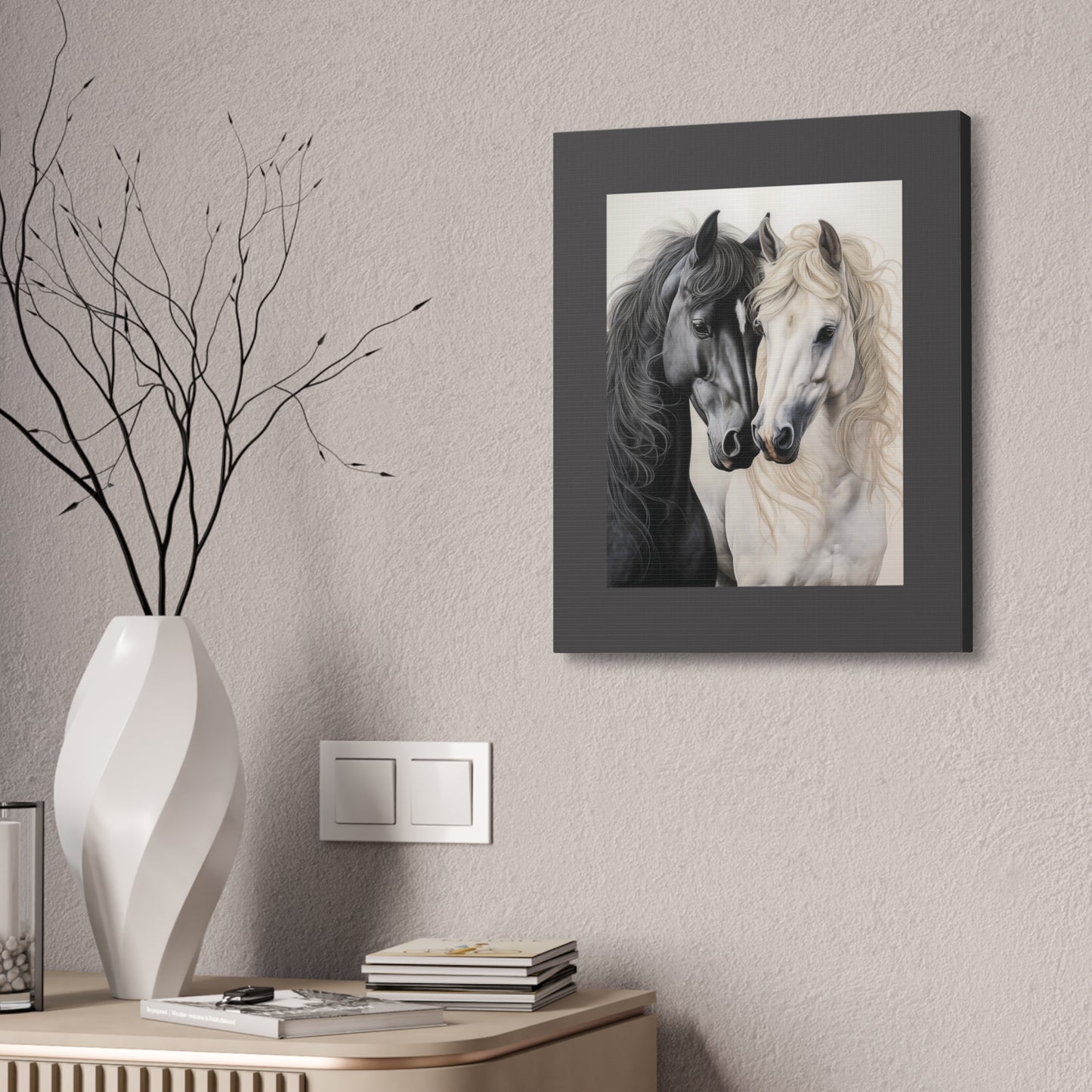 Black & White Horse Portrait Canvas – Stretched 1.5"