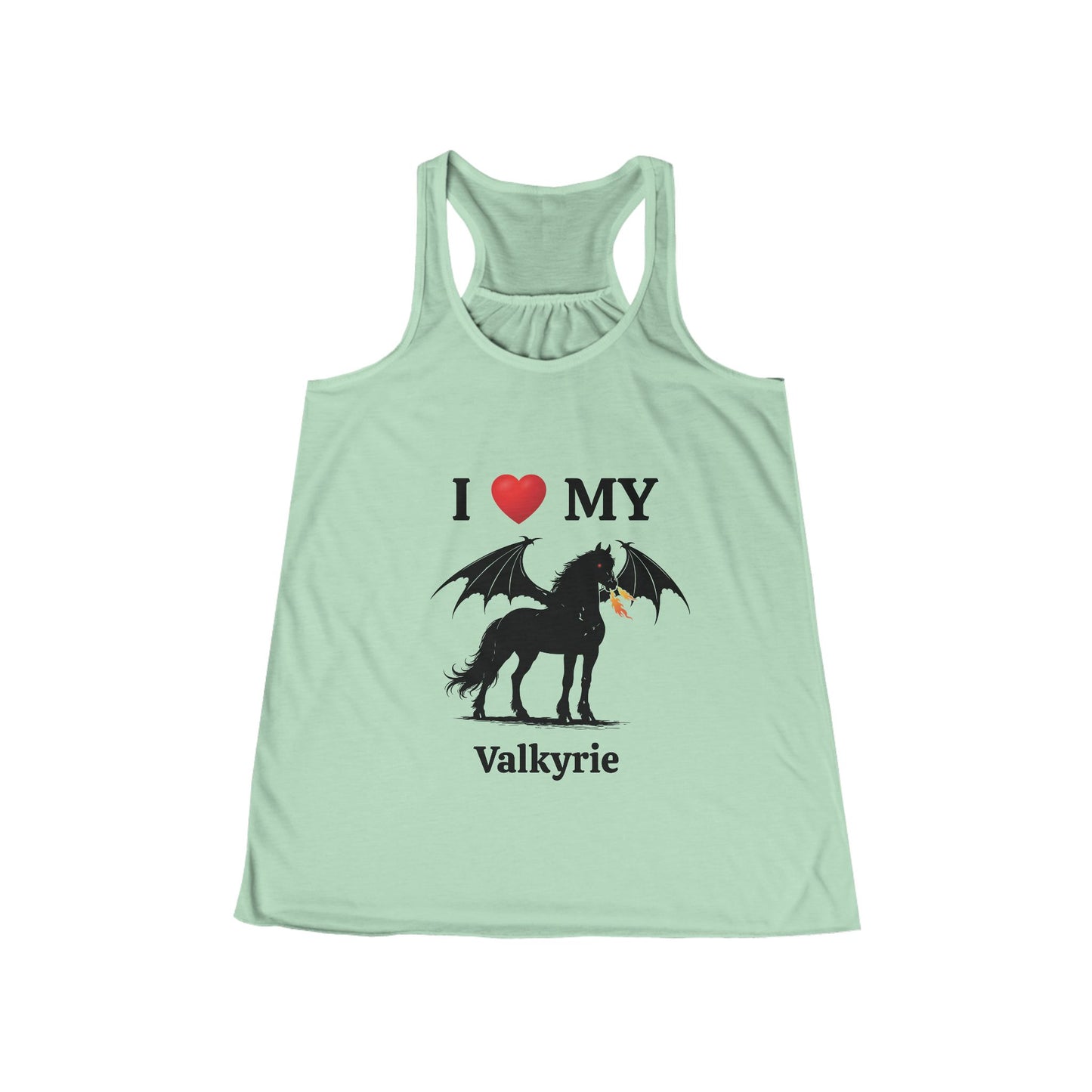 Personalized I Heart My Dragon Horse (Style B) Women's Flowy Racerback Tank