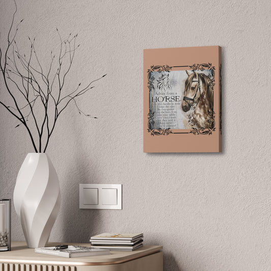 Horse Advice Canvas Wall Art — Inspirational Equine Quote Stretched Canvas
