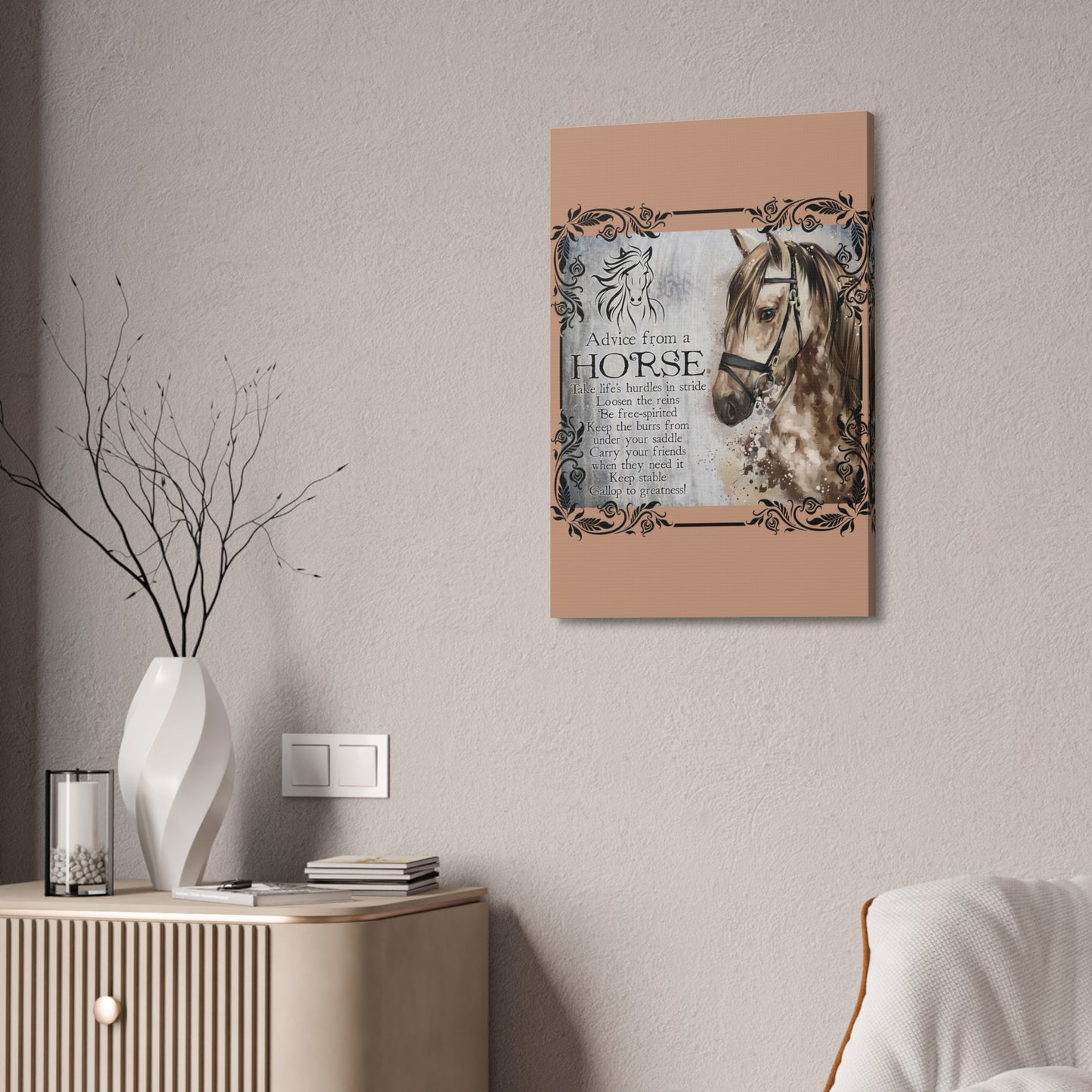 Horse Advice Canvas Wall Art — Inspirational Equine Quote Stretched Canvas