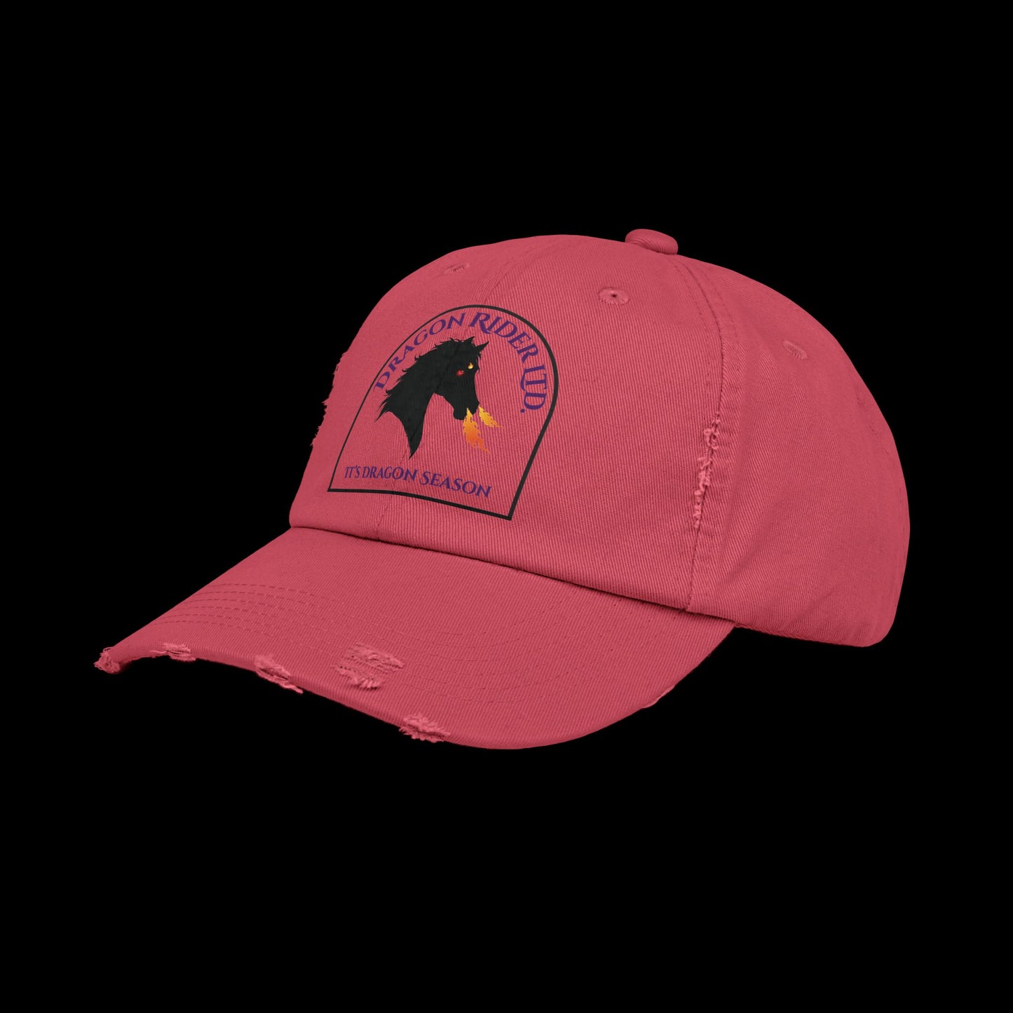 Dragon Rider Ltd Fire Breathing Horse Fantasy Equestrian Emblem Unisex Distressed Cap