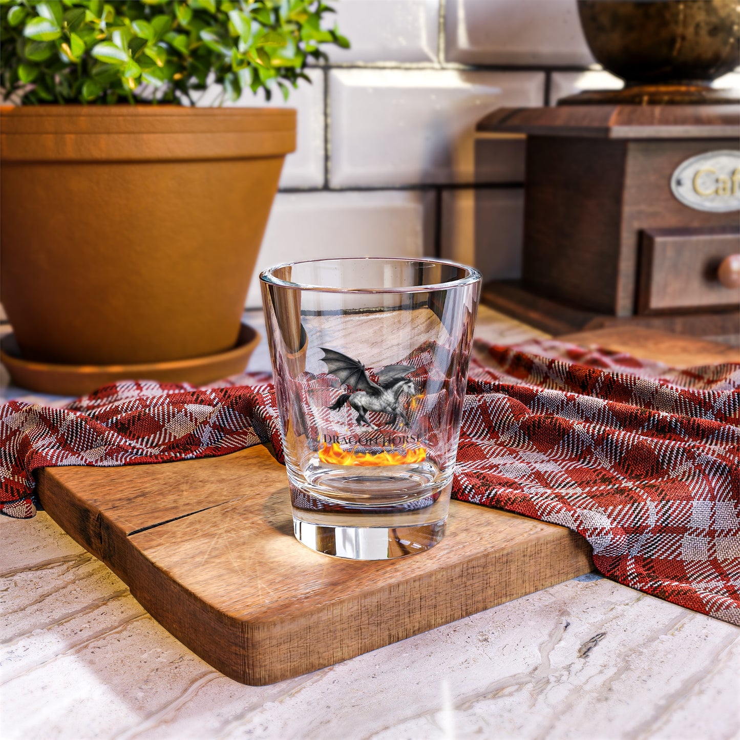 Dragon Horse Gray Winged Horse Fire Breathing Fantasy Equestrian Shot Glass