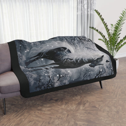 Mystic Unicorn Tan Sherpa Blanket