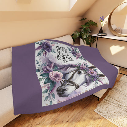 Horse Lover Sherpa Blanket — "Just a Girl Who Loves Horses" Cozy Throw