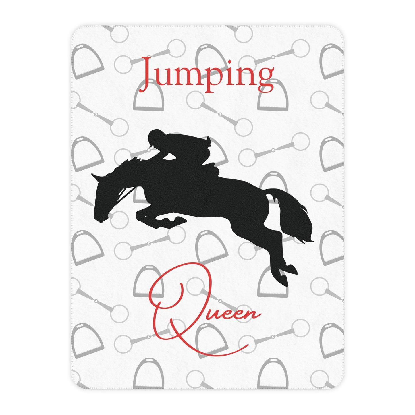 Jumping Horse Queen Sherpa Blanket — Equestrian Rider Gift