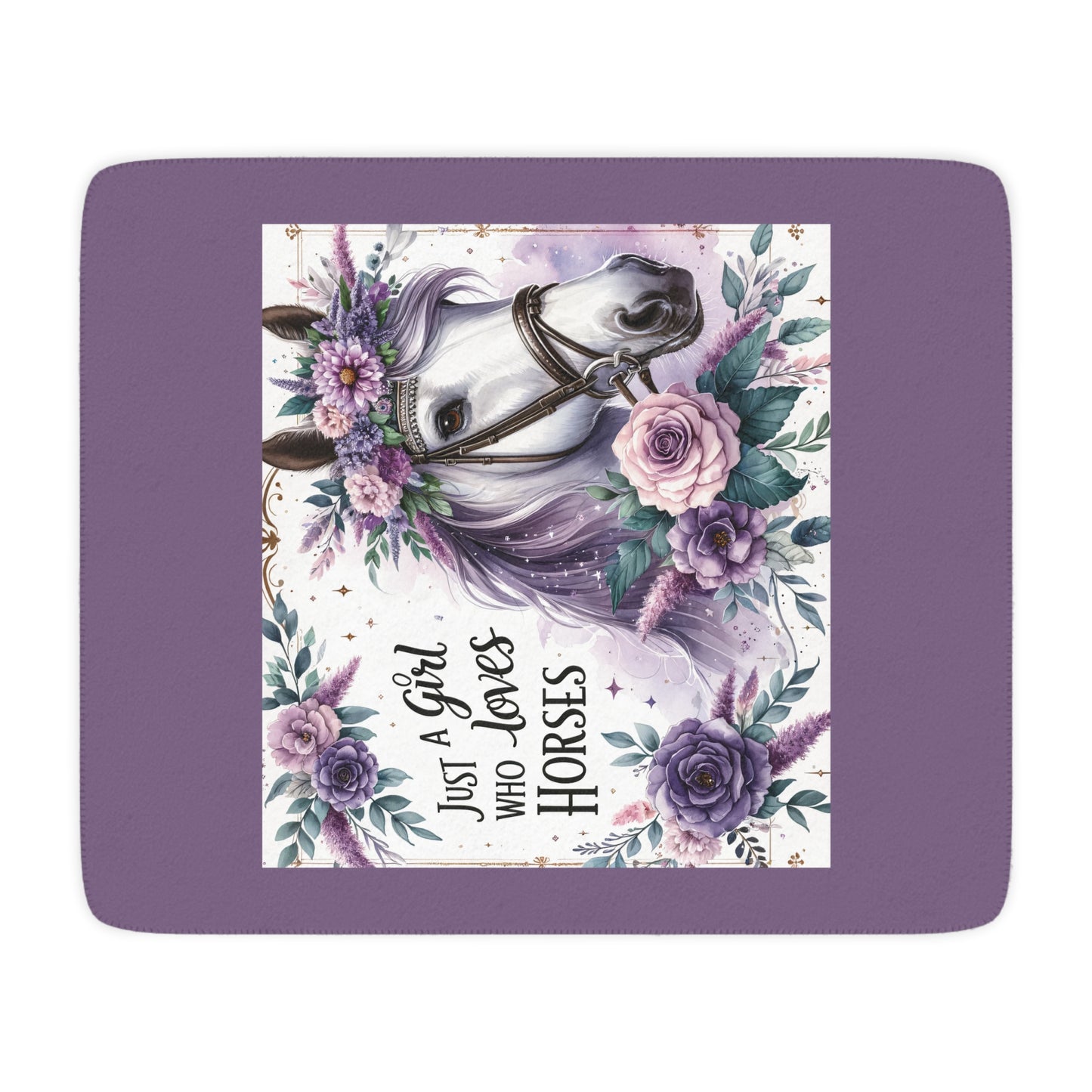 Horse Lover Sherpa Blanket — "Just a Girl Who Loves Horses" Cozy Throw