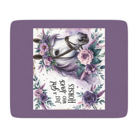 Horse Lover Sherpa Blanket — "Just a Girl Who Loves Horses" Cozy Throw