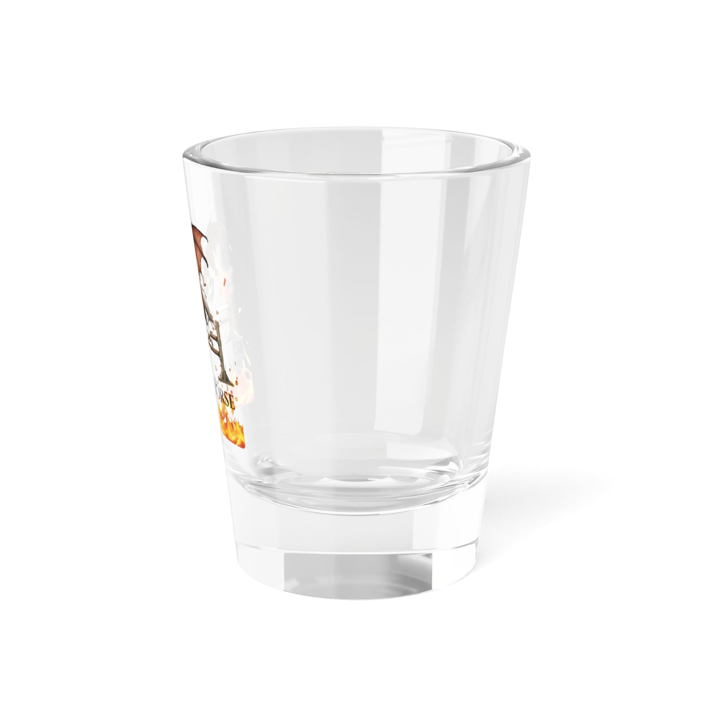 Chestnut & White Dragon Horse Shot Glass, 1.5oz