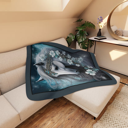 White Princess Horseheads Tan Sherpa Blanket