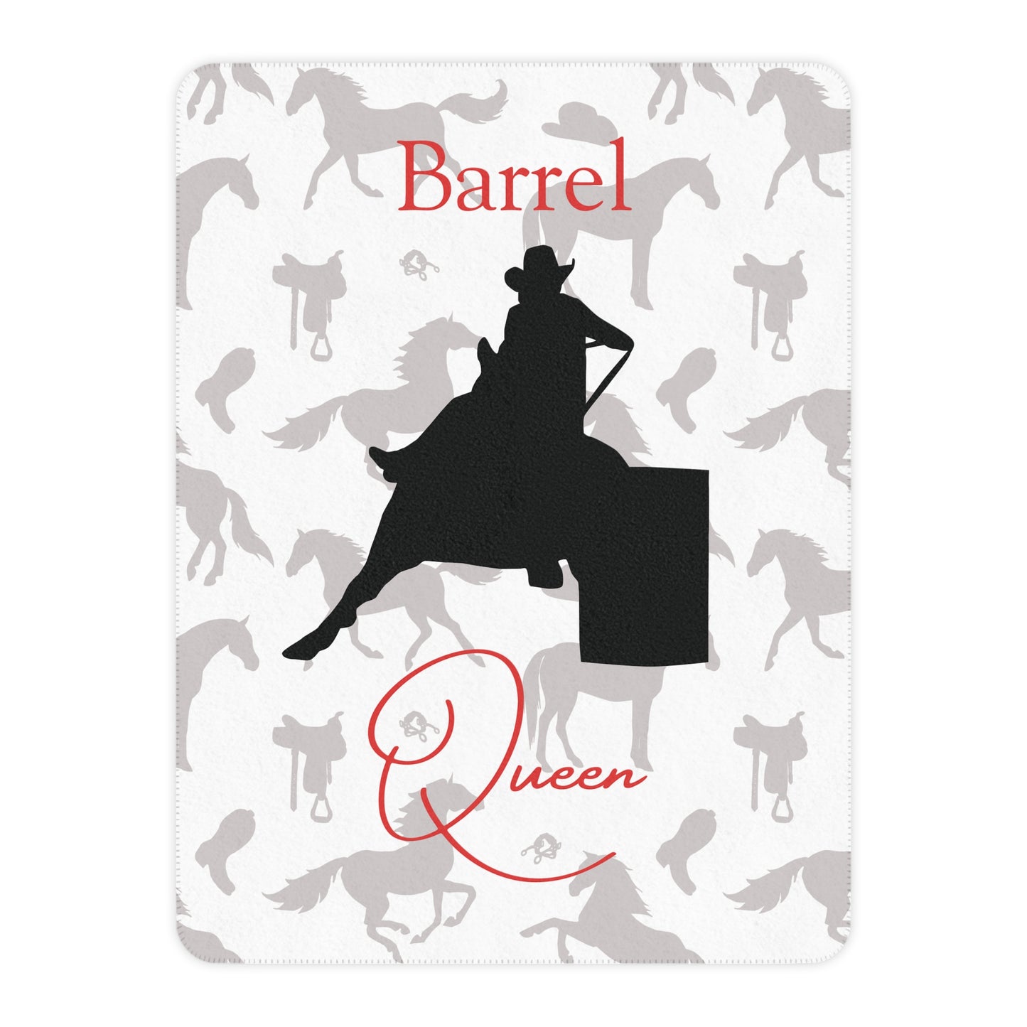 Barrel Racing Sherpa Blanket — 'Barrel Queen' Tan Cozy Throw
