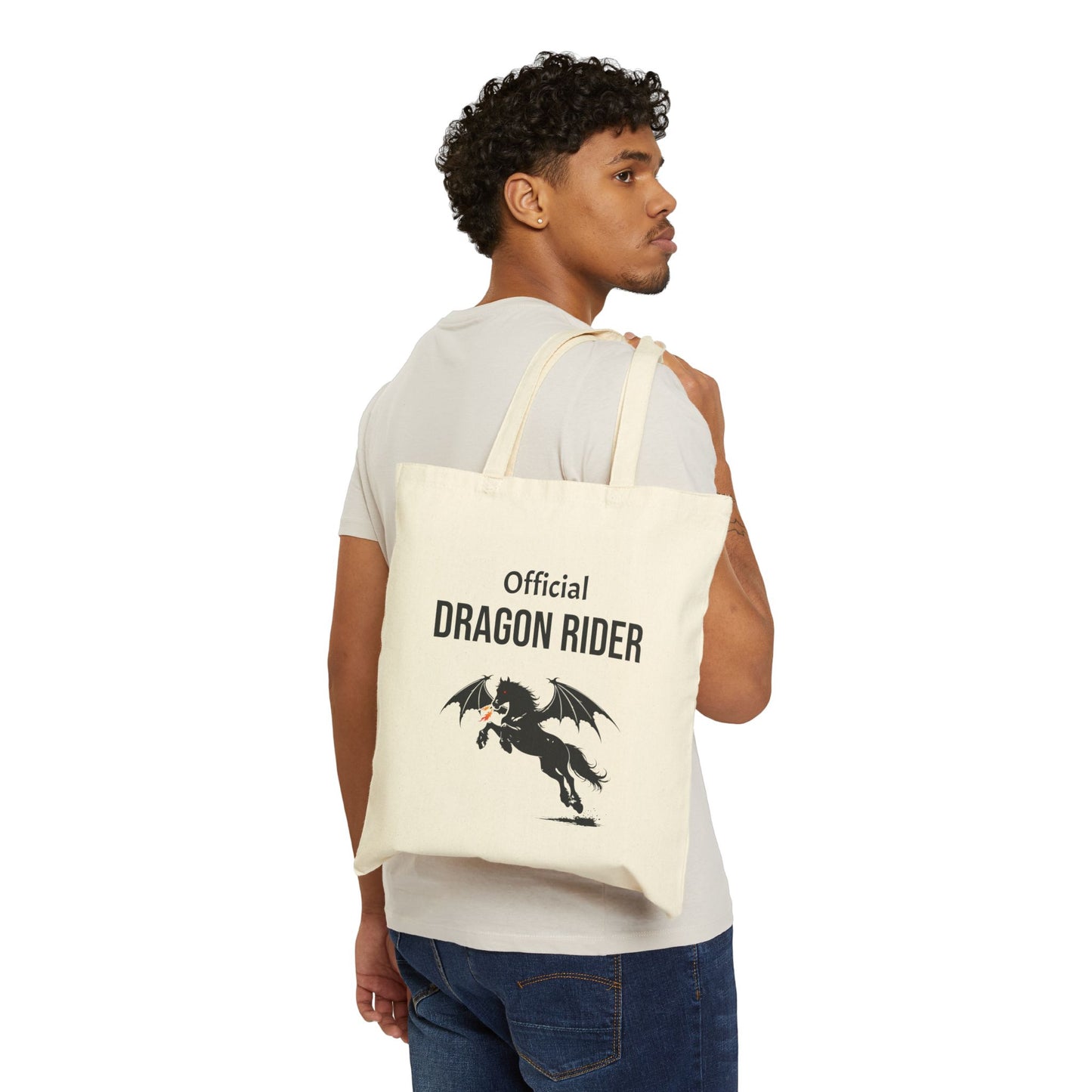 Official Dragon Rider Winged Horse Double-Sided Fantasy Cotton Canvas Tote Bag