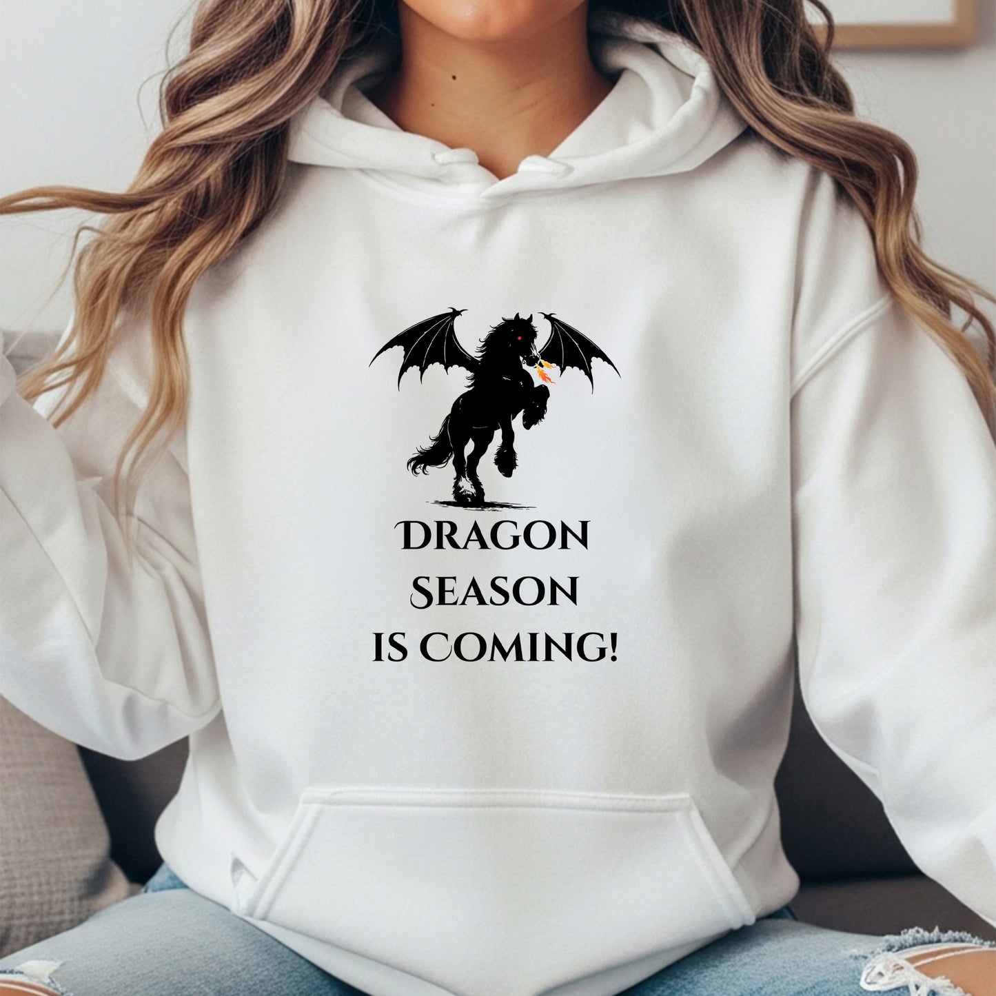 Dragon Season Is Coming Winged Horse Equestrian Unisex Heavy Blend Hooded Sweatshirt