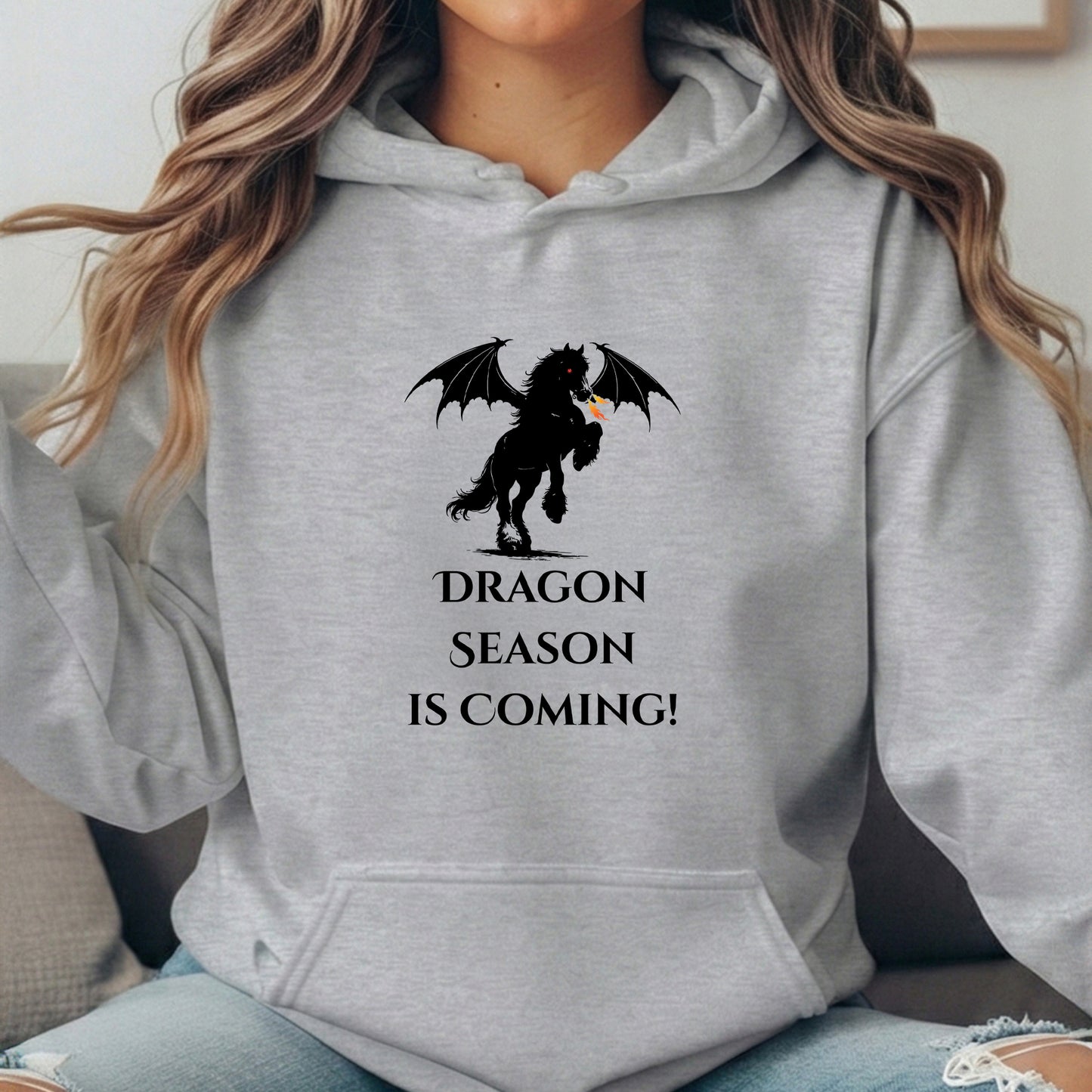 Dragon Season Is Coming Winged Horse Equestrian Unisex Heavy Blend Hooded Sweatshirt