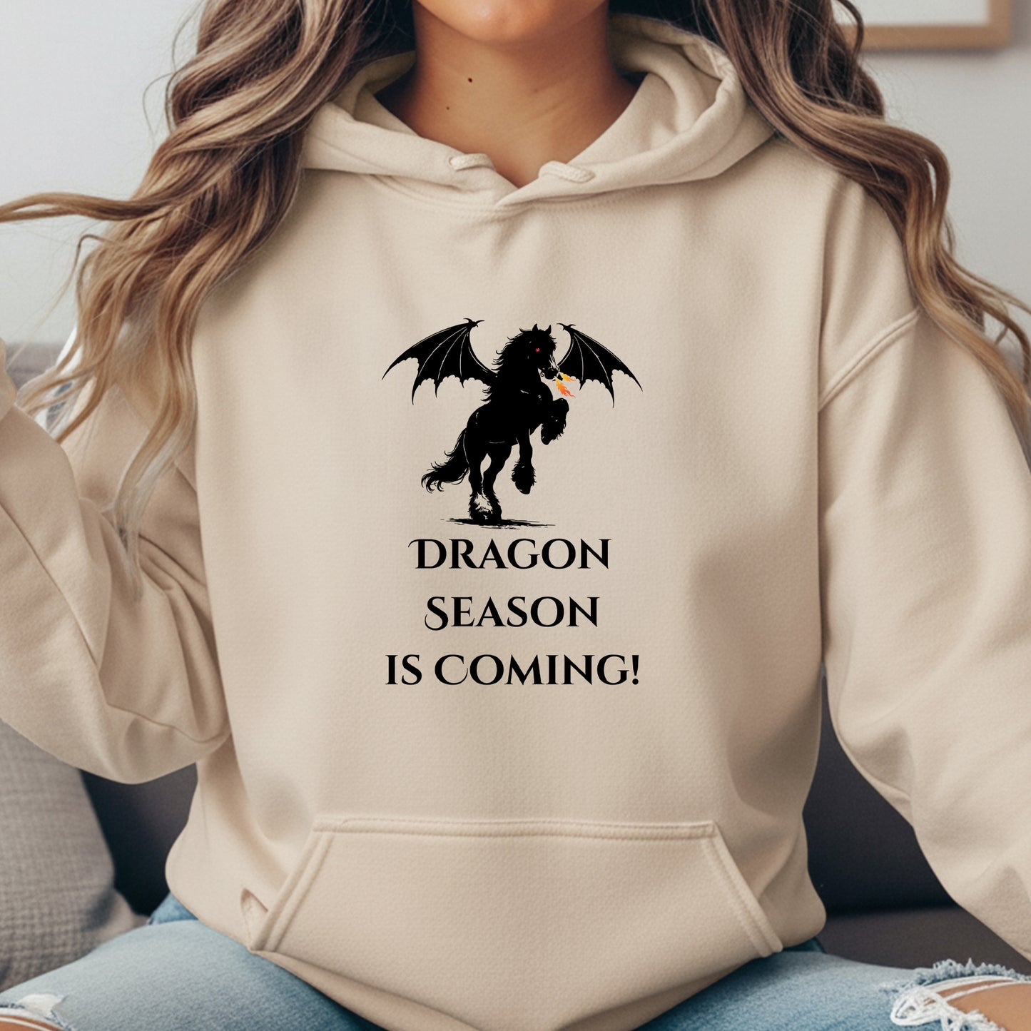 Dragon Season Is Coming Winged Horse Equestrian Unisex Heavy Blend Hooded Sweatshirt