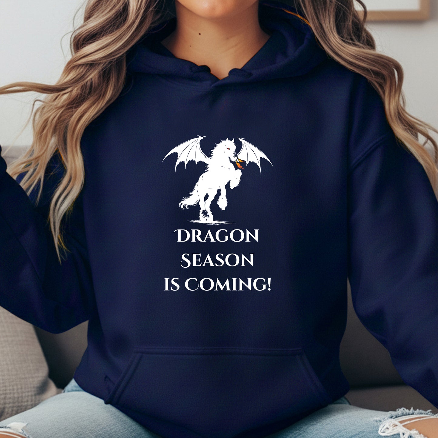 Dragon Season Is Coming Winged Horse Equestrian Unisex Heavy Blend Hooded Sweatshirt