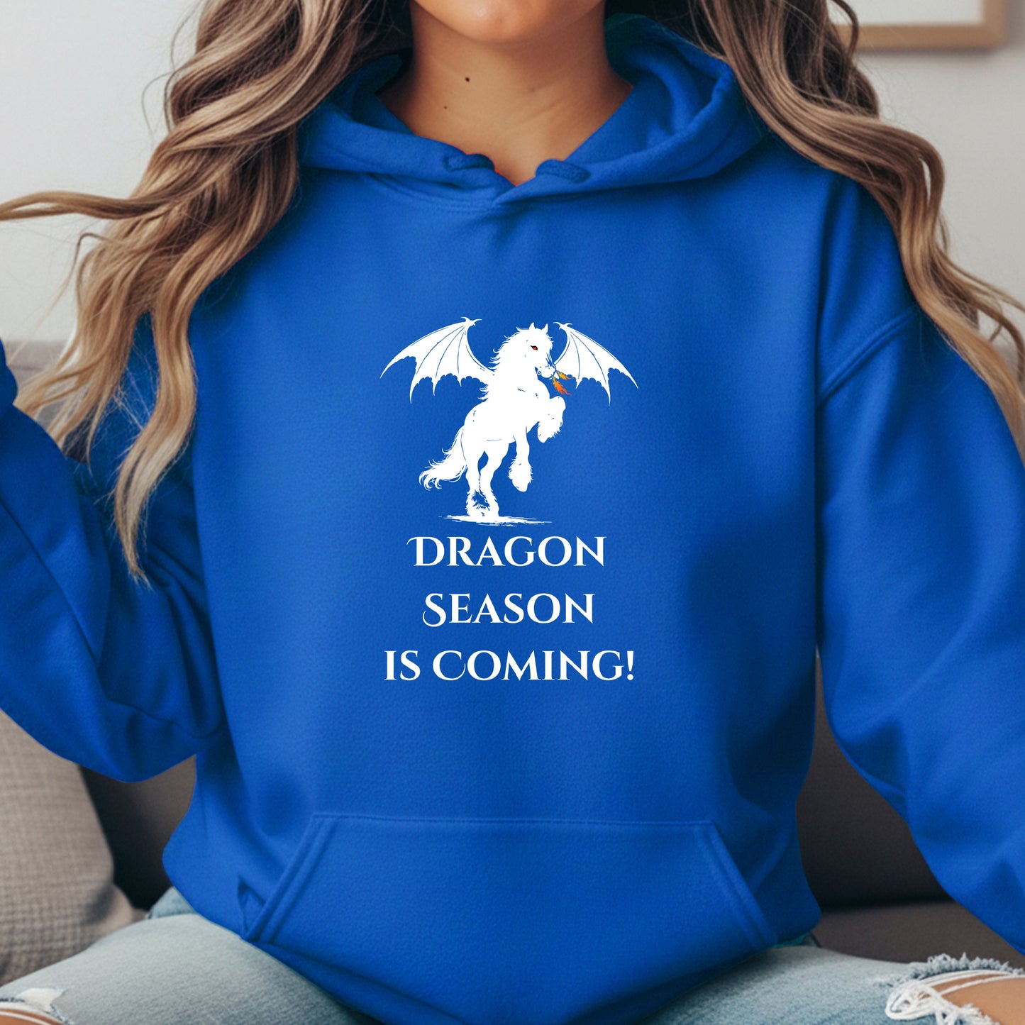 Dragon Season Is Coming Winged Horse Equestrian Unisex Heavy Blend Hooded Sweatshirt