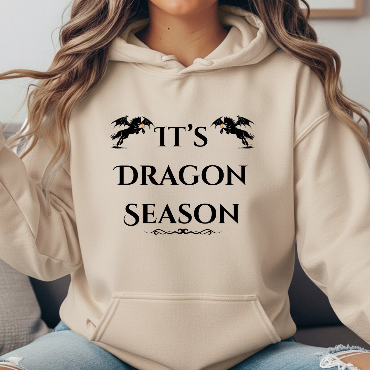 It’s Dragon Season Fantasy Equestrian Dragon Rider Unisex Heavy Blend Hooded Sweatshirt
