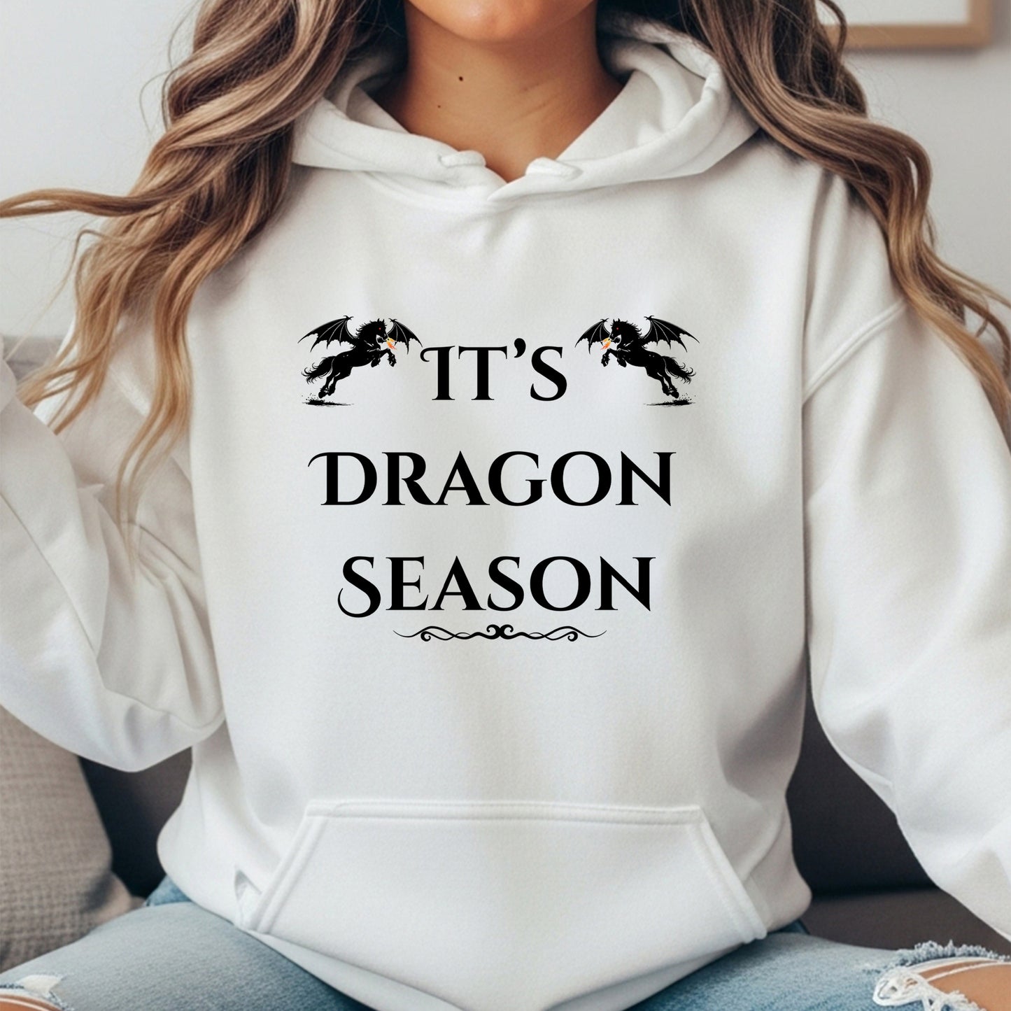 It’s Dragon Season Fantasy Equestrian Dragon Rider Unisex Heavy Blend Hooded Sweatshirt