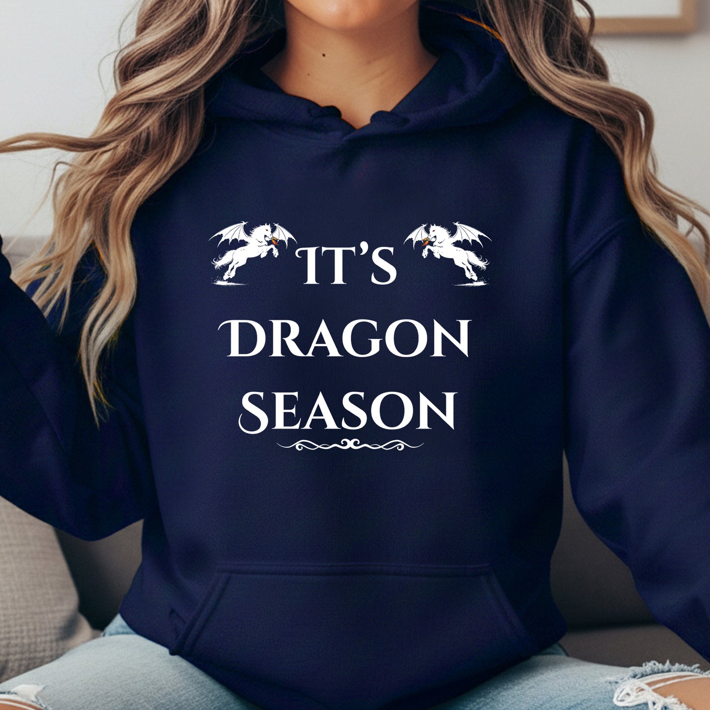 It’s Dragon Season Fantasy Equestrian Dragon Rider Unisex Heavy Blend Hooded Sweatshirt