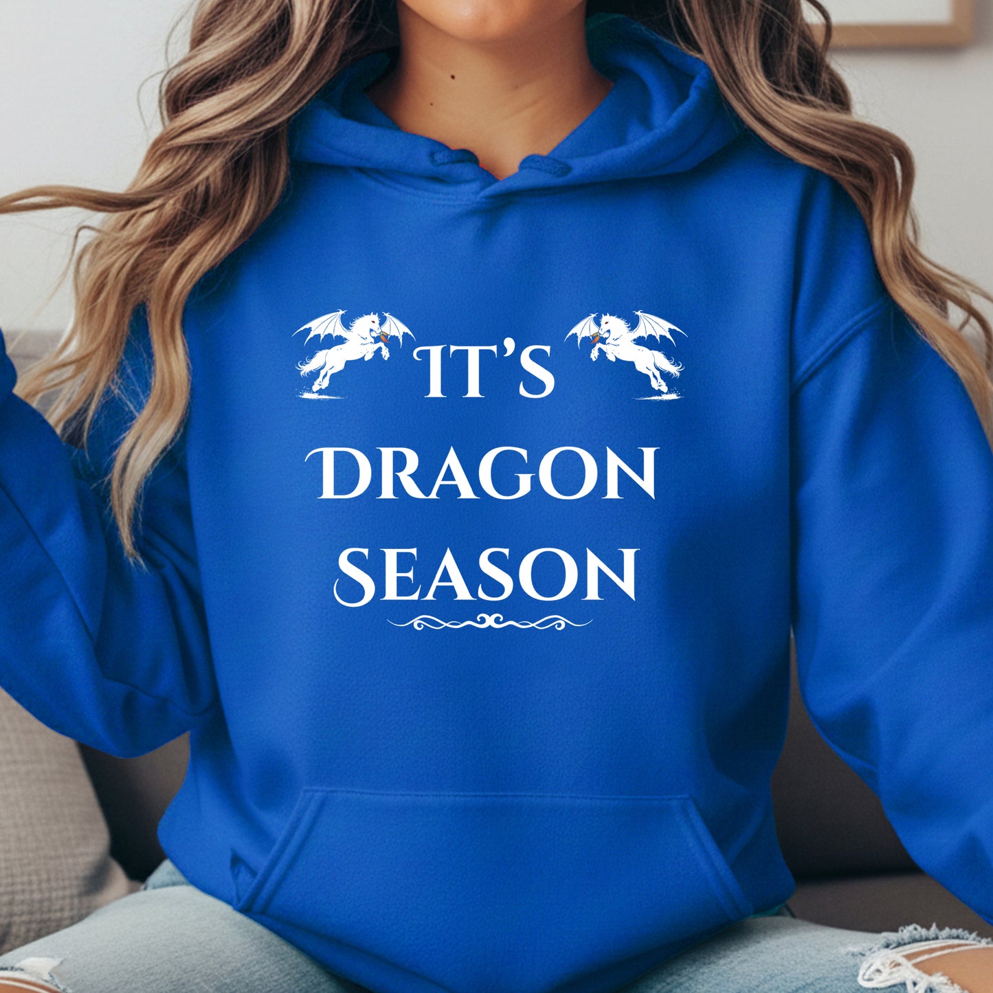 It’s Dragon Season Fantasy Equestrian Dragon Rider Unisex Heavy Blend Hooded Sweatshirt