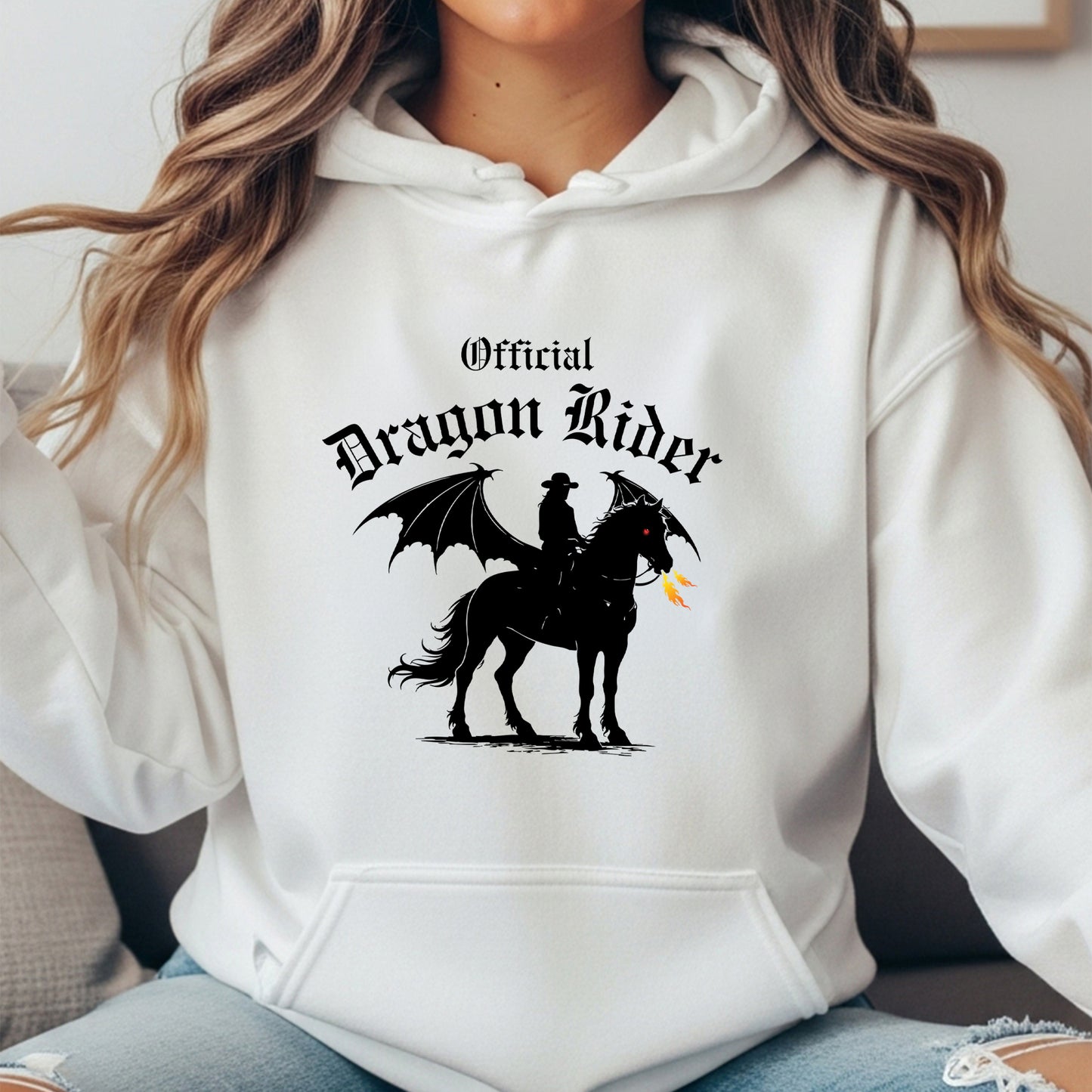 Official Dragon Rider Winged Horse Western Equestrian Fantasy Illustration Unisex Heavy Blend Hooded Sweatshirt