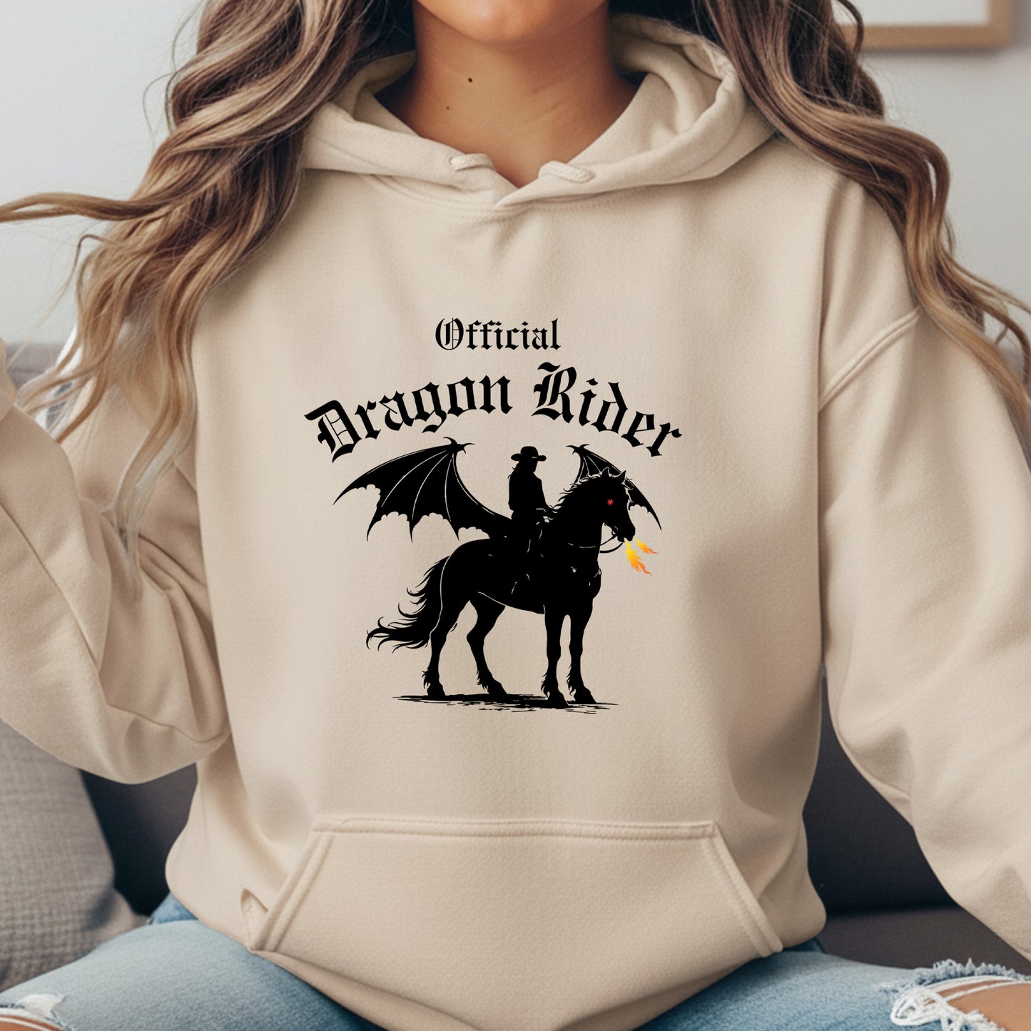 Official Dragon Rider Winged Horse Western Equestrian Fantasy Illustration Unisex Heavy Blend Hooded Sweatshirt