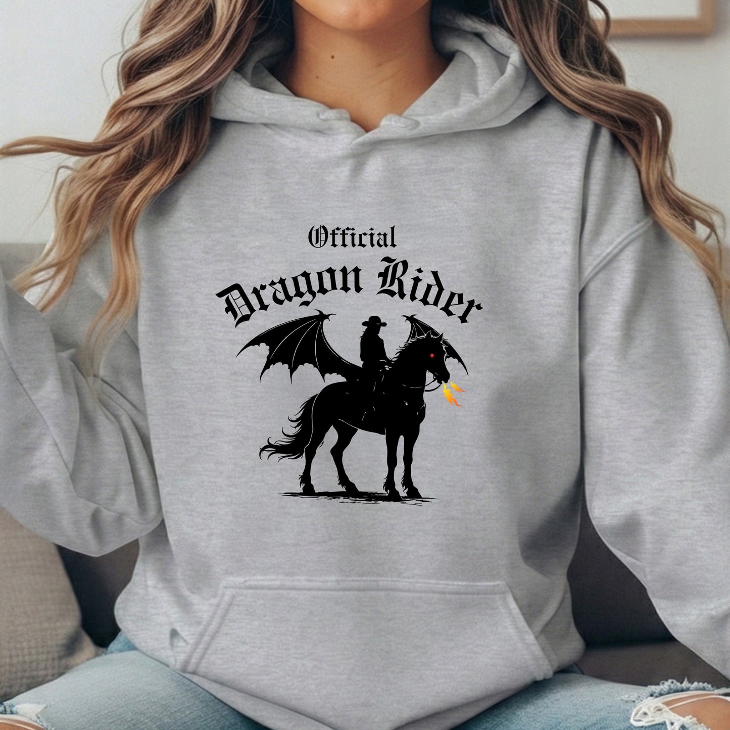 Official Dragon Rider Winged Horse Western Equestrian Fantasy Illustration Unisex Heavy Blend Hooded Sweatshirt
