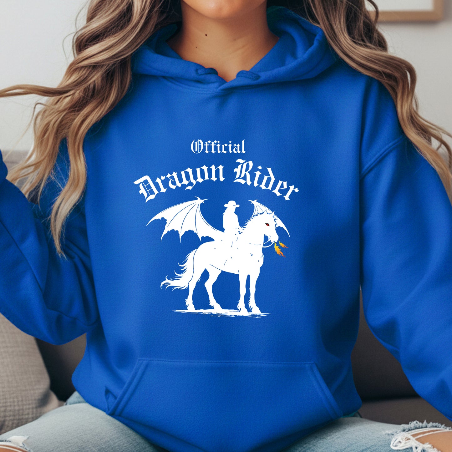 Official Dragon Rider Winged Horse Western Equestrian Fantasy Illustration Unisex Heavy Blend Hooded Sweatshirt