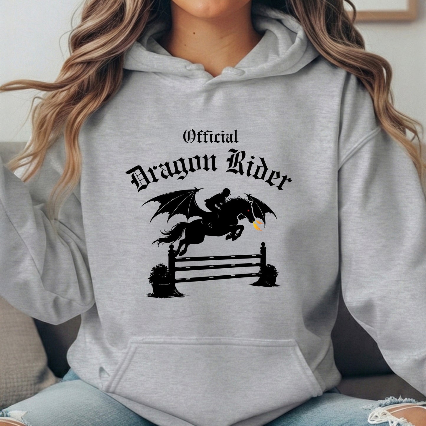 Official Dragon Rider Winged Horse Jumping Equestrian Fantasy Unisex Heavy Blend Hooded Sweatshirt