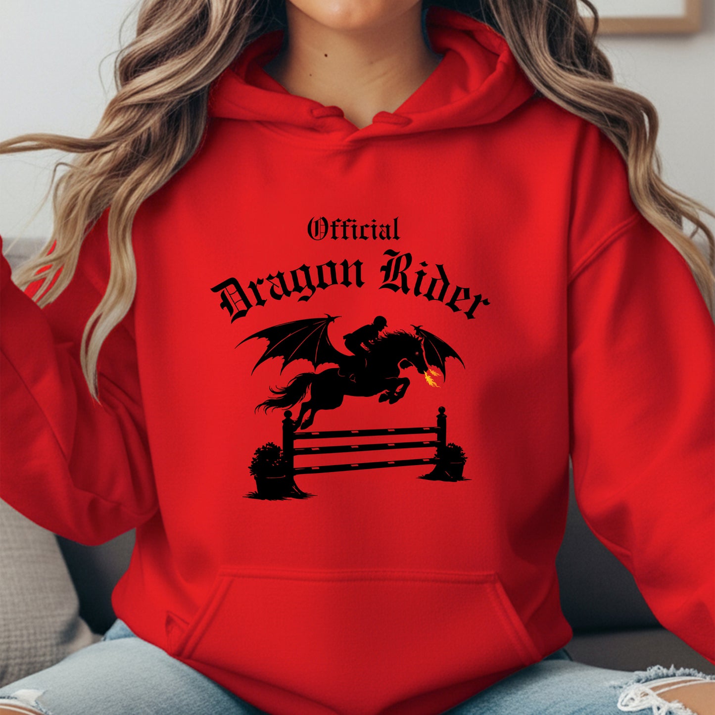 Official Dragon Rider Winged Horse Jumping Equestrian Fantasy Unisex Heavy Blend Hooded Sweatshirt