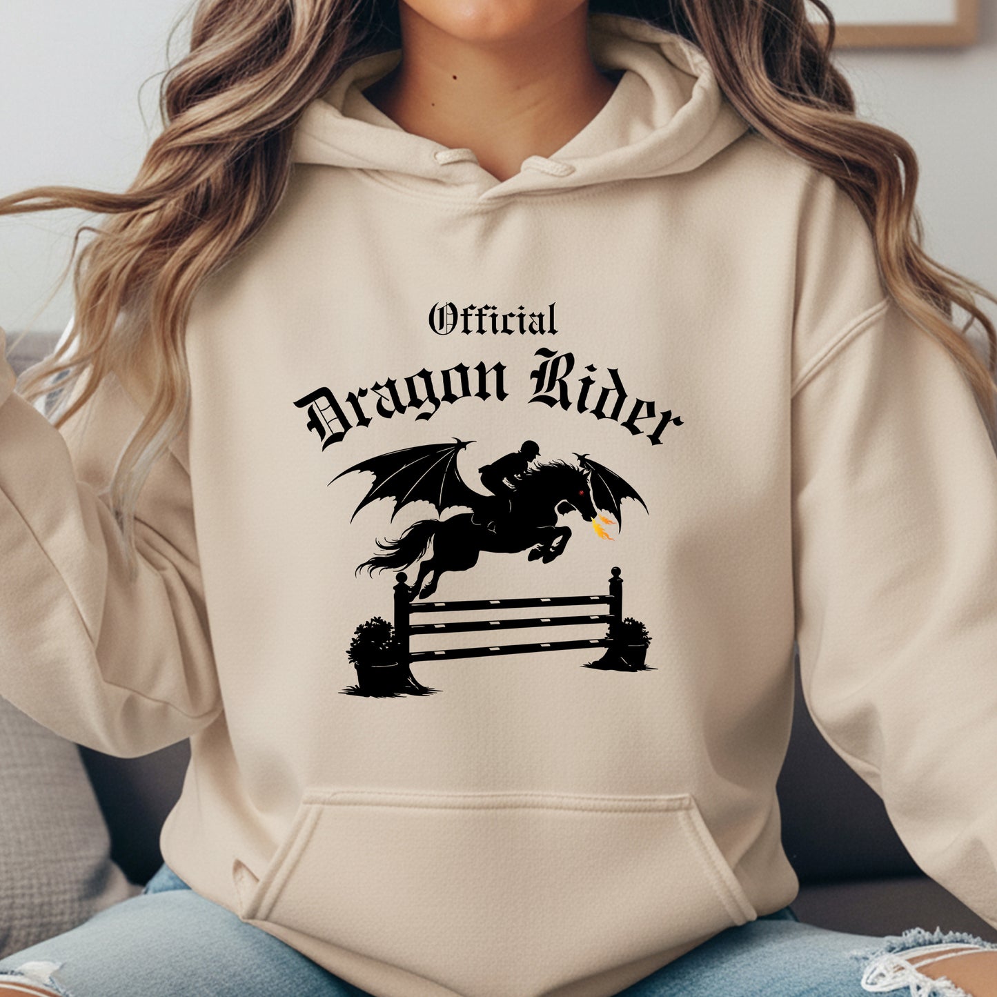 Official Dragon Rider Winged Horse Jumping Equestrian Fantasy Unisex Heavy Blend Hooded Sweatshirt
