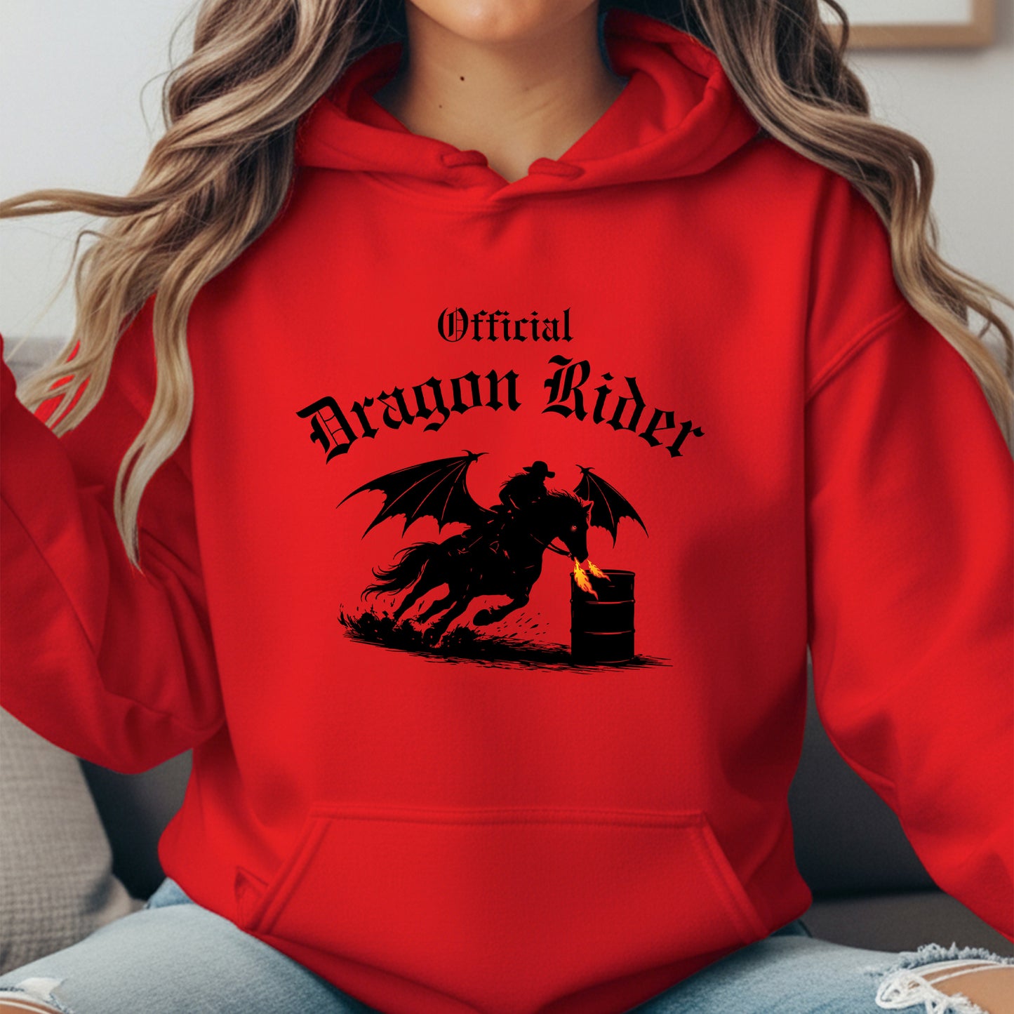 Official Dragon Rider Barel Racer Equestrian Winged Horse Unisex Heavy Blend Hooded Sweatshirt