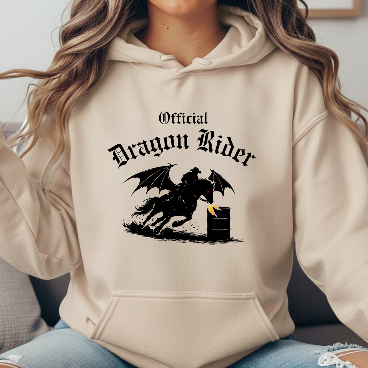 Official Dragon Rider Barel Racer Equestrian Winged Horse Unisex Heavy Blend Hooded Sweatshirt