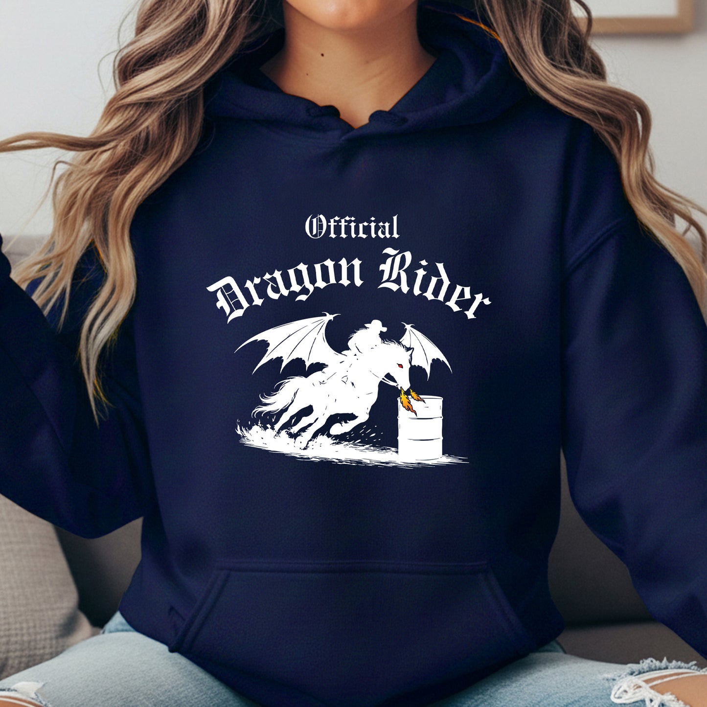 Official Dragon Rider Barel Racer Equestrian Winged Horse Unisex Heavy Blend Hooded Sweatshirt