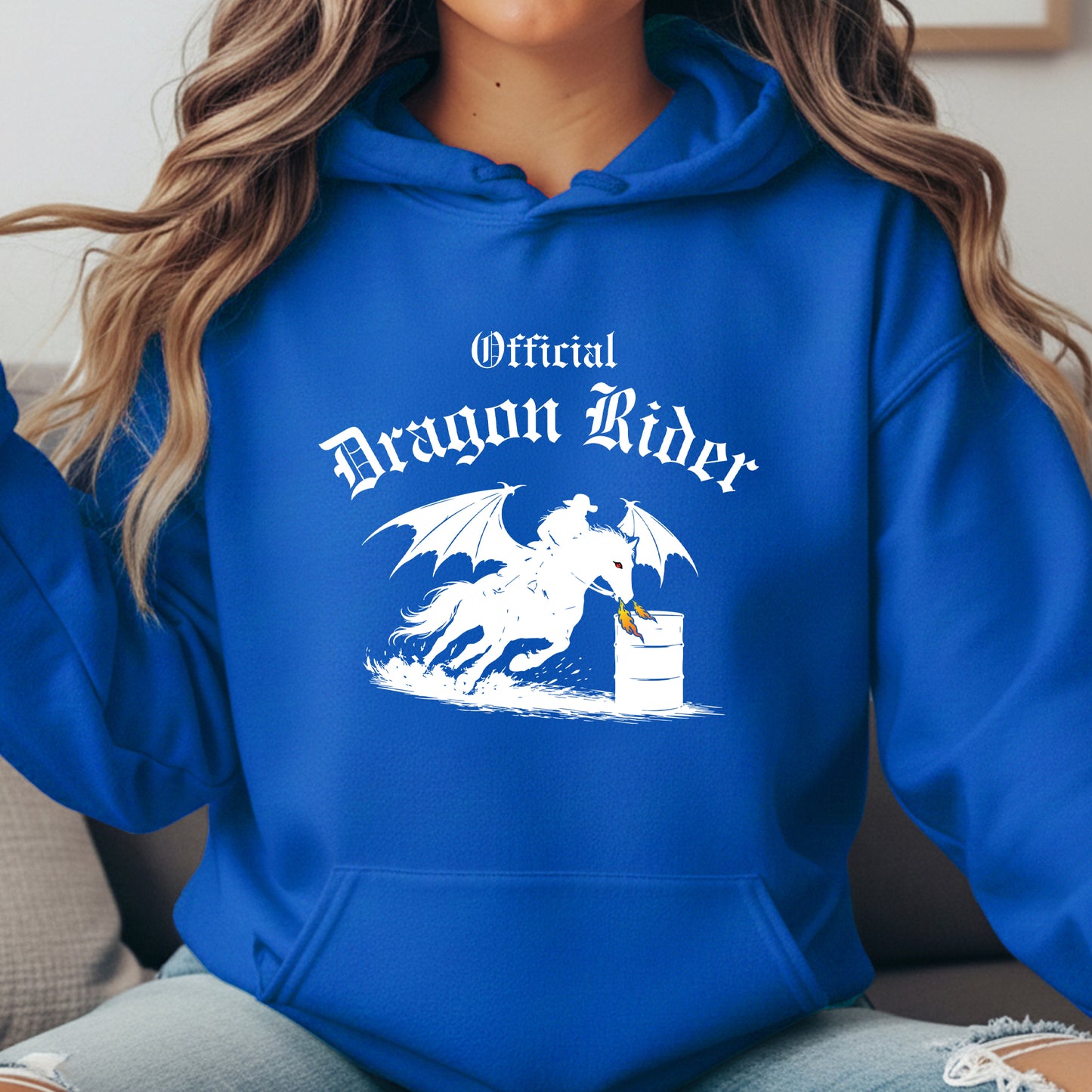 Official Dragon Rider Barel Racer Equestrian Winged Horse Unisex Heavy Blend Hooded Sweatshirt