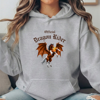 Official Dragon Rider Bay & White Rearing Winged Horse Equestrian Unisex Heavy Blend Hooded Sweatshirt