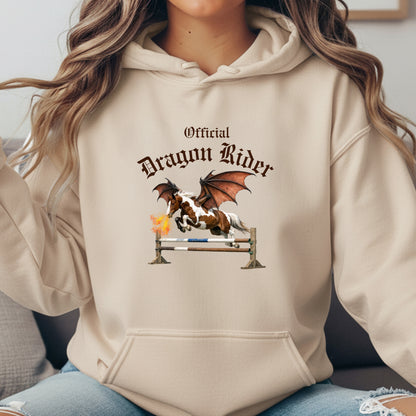 Official Dragon Rider Chestnut & White Winged Horse Jumping Equestrian Unisex Heavy Blend Hooded Sweatshirt