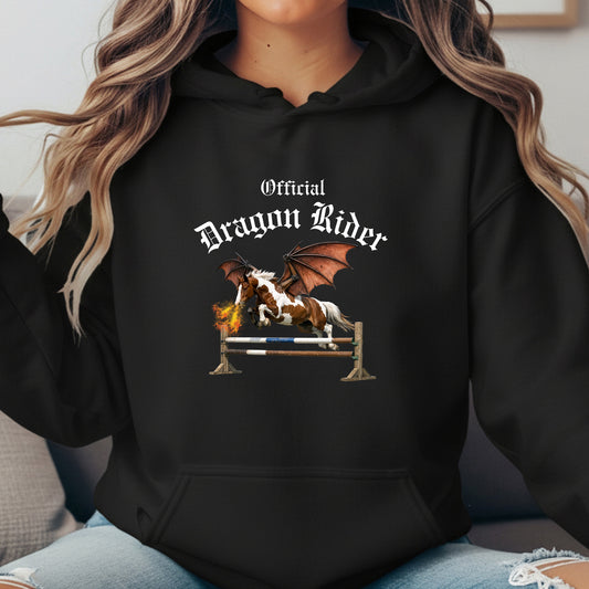 Official Dragon Rider Chestnut & White Winged Horse Jumping Equestrian Unisex Heavy Blend Hooded Sweatshirt