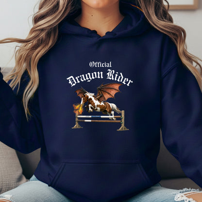 Official Dragon Rider Chestnut & White Winged Horse Jumping Equestrian Unisex Heavy Blend Hooded Sweatshirt