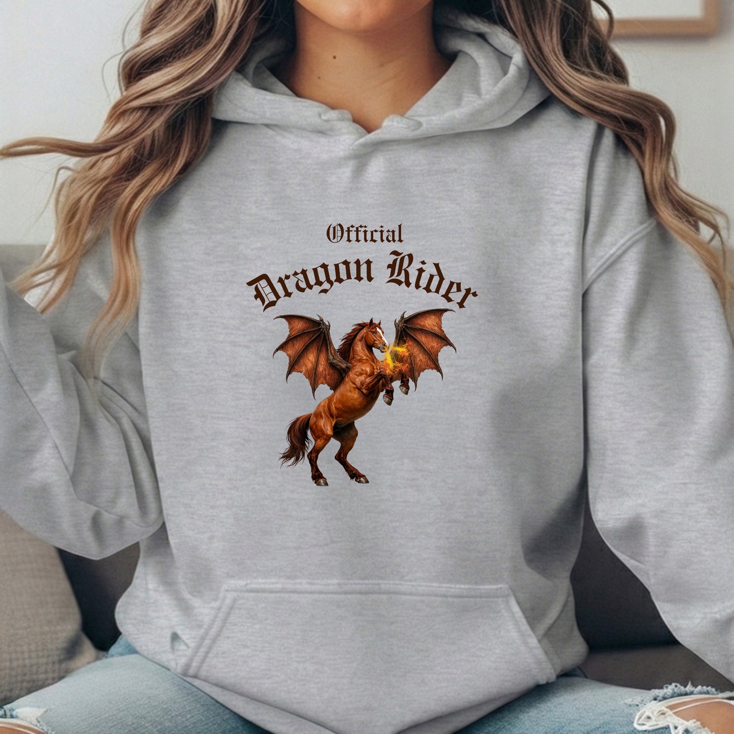 Official Dragon Rider Chesnut Rearing Winged Horse Equestrian Unisex Heavy Blend Hooded Sweatshirt