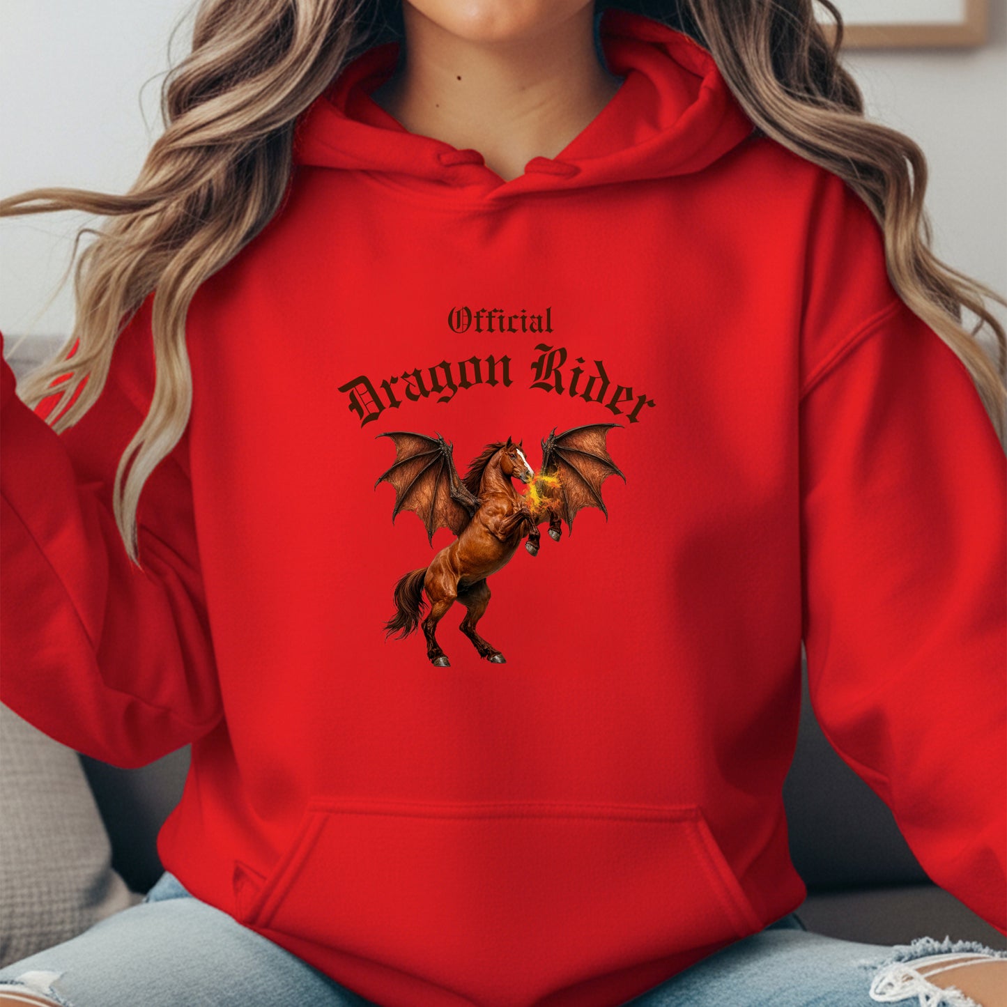 Official Dragon Rider Chesnut Rearing Winged Horse Equestrian Unisex Heavy Blend Hooded Sweatshirt