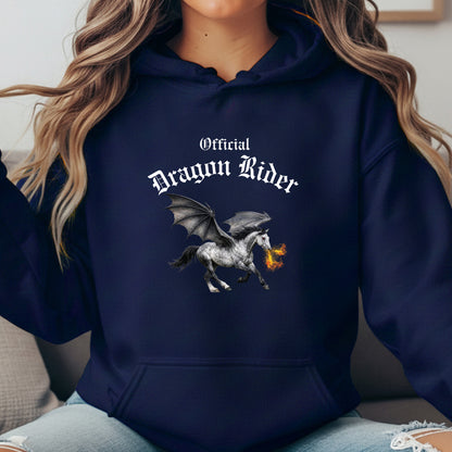 Official Dragon Rider Winged Grey Horse Fire Breathing Equestrian Unisex Heavy Blend Hooded Sweatshirt